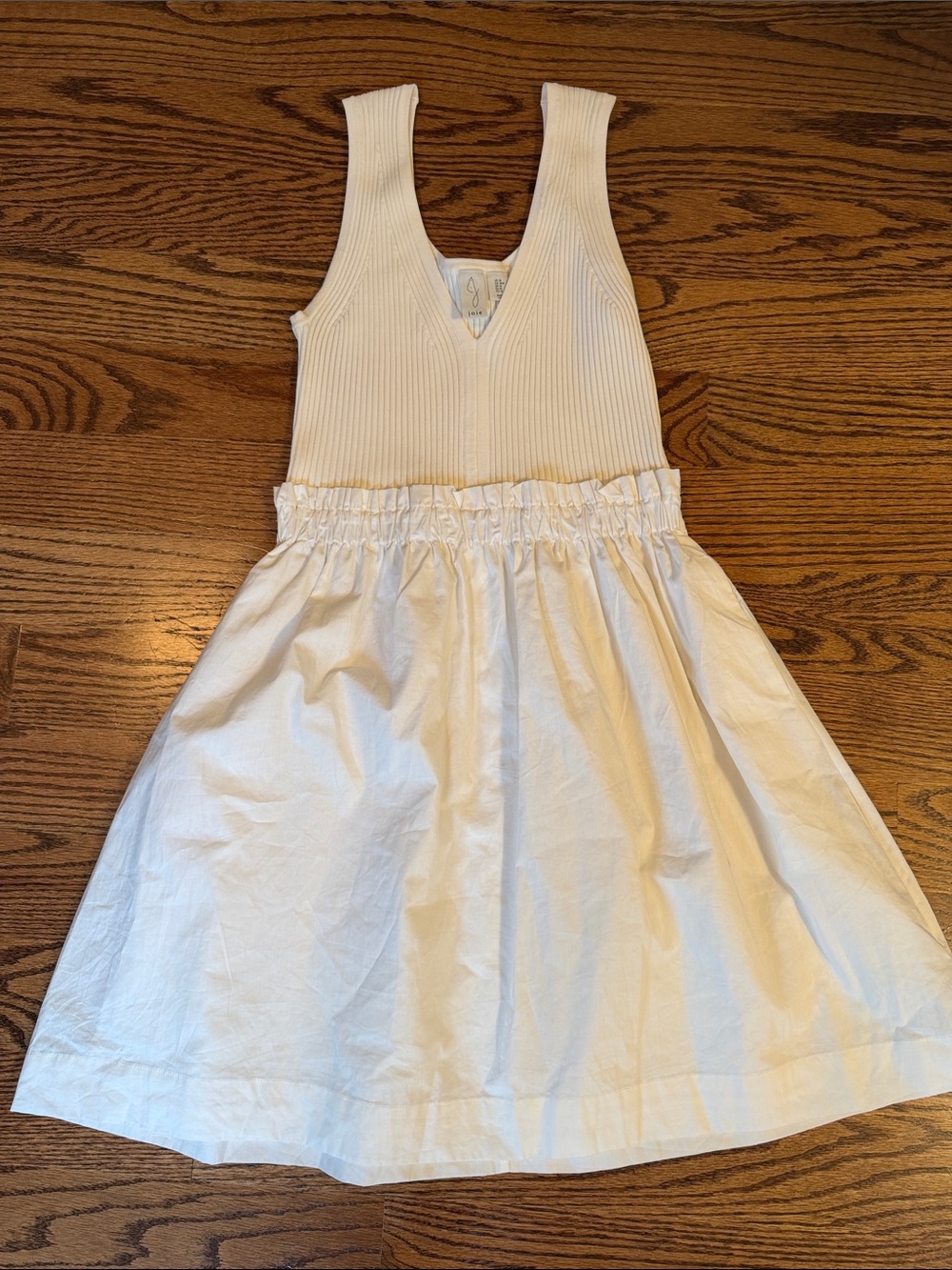 New Joie Cream Ribbed Tank Mini Dress, Sz M